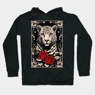 Vintage Leopard Roses Design Hoodie